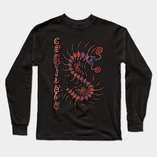 Dark Red & Blue Centipede with Spray Paint Long Sleeve T-Shirt